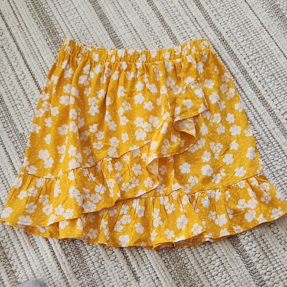 Floral Yellow Ruffle Skirt